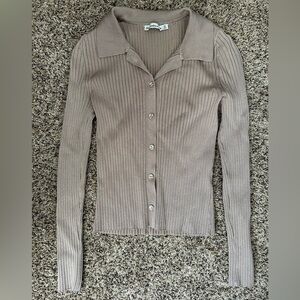 Abercrombie & Fitch Taupe Ribbed Cardigan